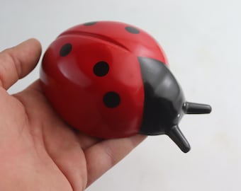 Vintage Inertia Tin Ladybug Toy — Retro Rolling Bug — Collectible Moving Metal Toy — Cute Red Ladybird — Retro Toy Gift