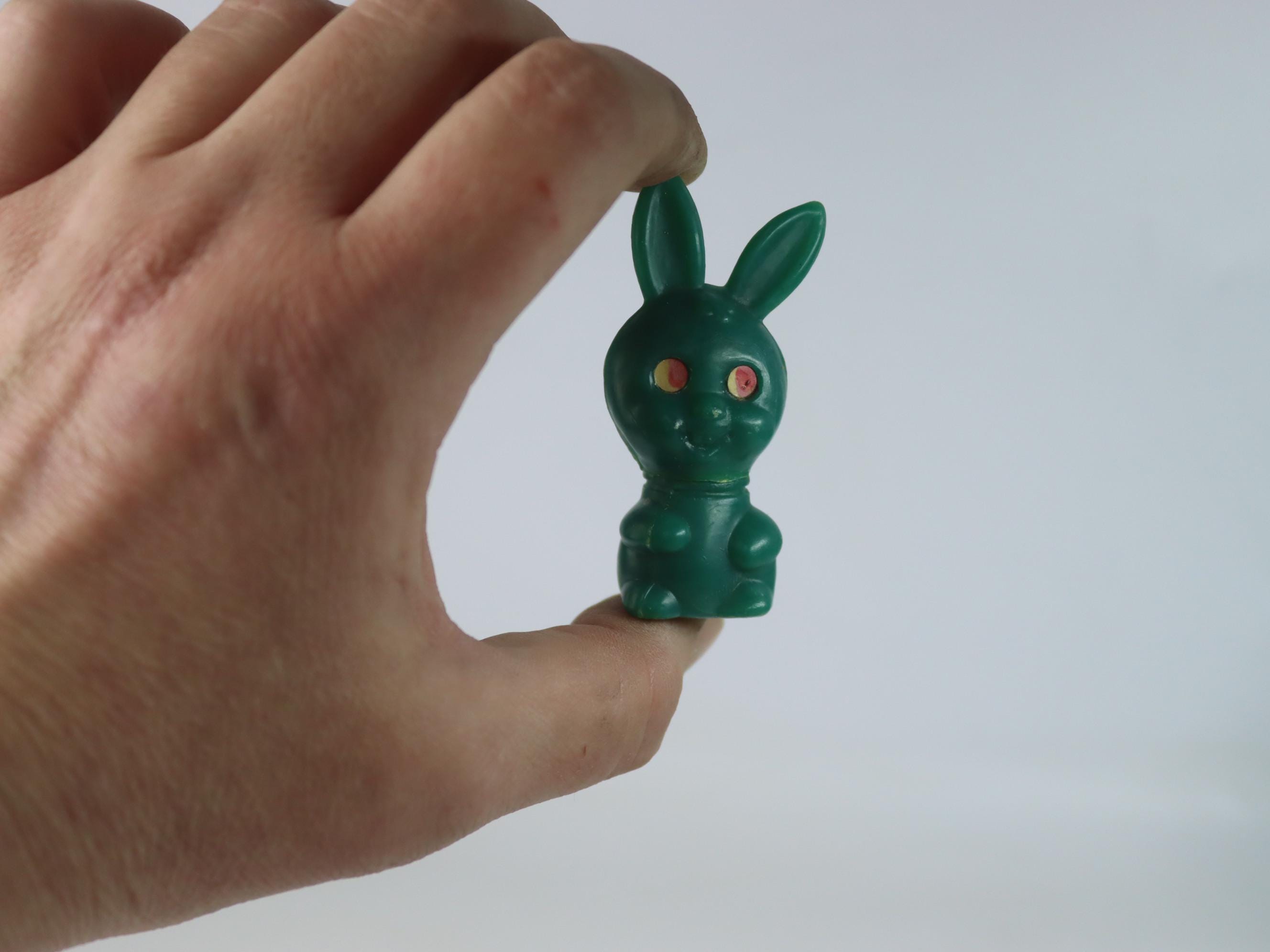 Vintage Soviet Plastic Bunny Eraser Holders — Set of 7 Rare Mini Rabbit ...