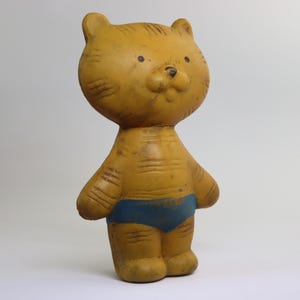 Vintage Rubber Tabby Cat Tiger Made in USSR toy