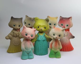 Adorable Vintage Rubber Toy Made in USSR Bear Cat