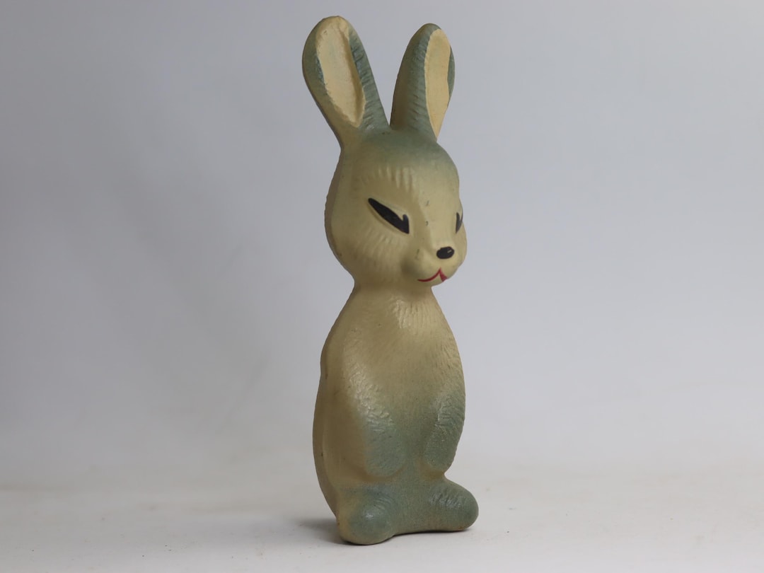Vintage Soviet Bunny Figurine 16cm - 1960s Rubber Toy USSR - Mid ...
