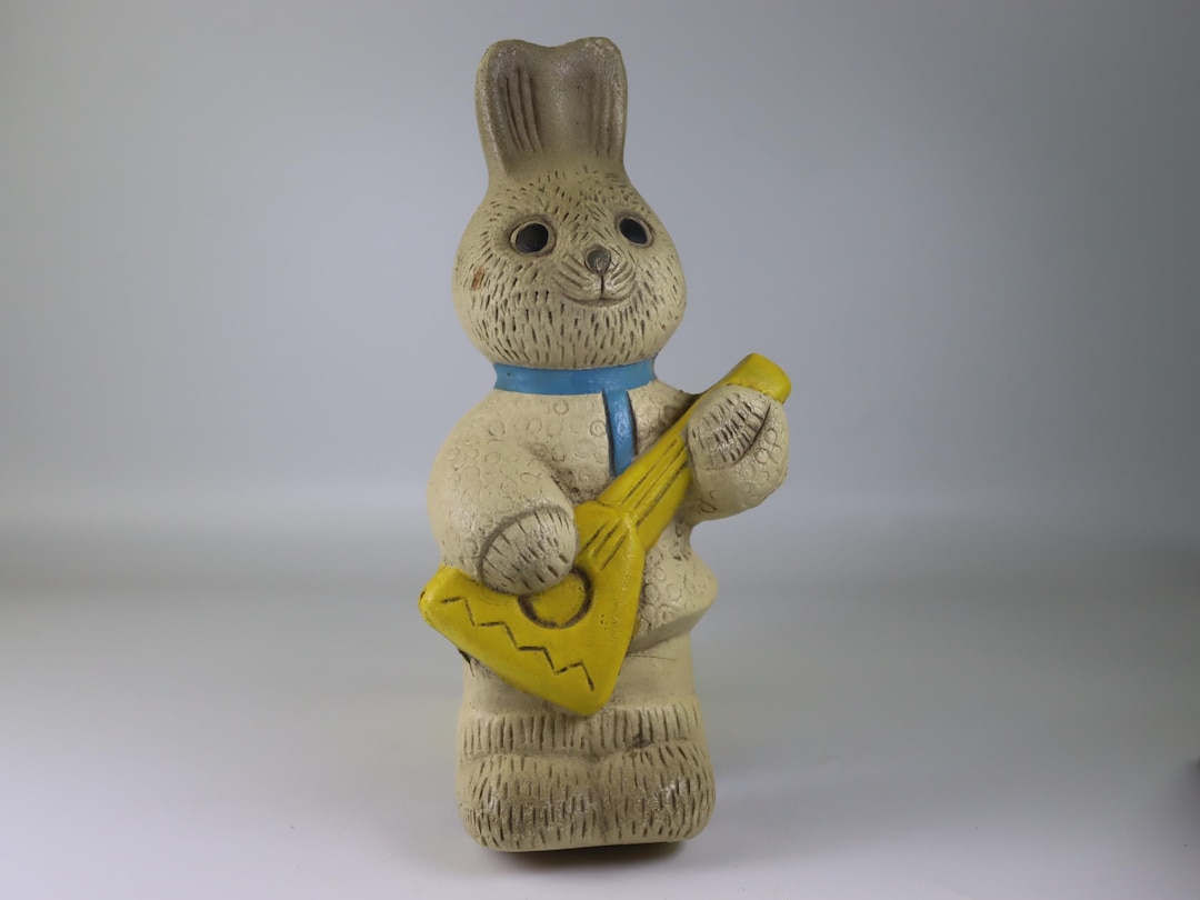 Rare Vintage Soviet Rubber Bunny With Balalaika — USSR Folk Toy 1950s ...