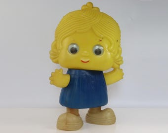 Vintage Soviet Soft Plastic Doll "Topatushka" – Articulated Arms, Head & Boots – 1980s USSR Toy, Rare Collectible