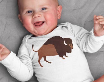 Buffalo Baby Clothes Bodysuit Romper for Baby Boy or Baby Girl, Ships Fast, Newborn to 24 Months, Baby Shower Gift, Coming Home Outfit