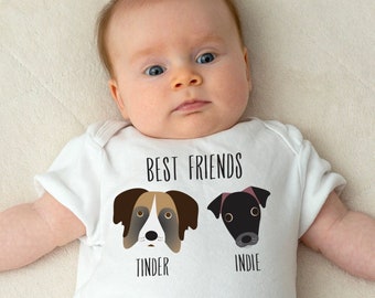 Personalized Baby Clothes Bodysuit with Best Friends Dogs for Baby Boy or Girl, Newborn to 24 Months, Baby Shower Gift, Coming Home Outfit