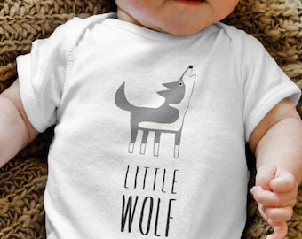 Wolf Cub Baby Romper, Woodland Creature Outfit, Gender Neutral Newborn Clothes, Baby Shower Gift, Forest Animal Apparel