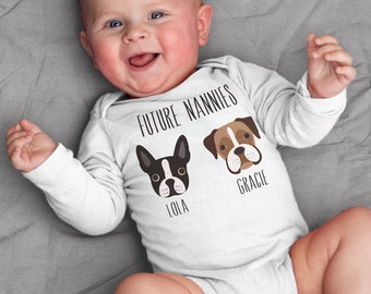 Personalized Dog Baby Clothes Bodysuit for Baby Boy or Baby Girl, Custom Names, Newborn -24 Months, Baby Shower Gift, Coming Home Outfit