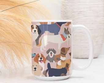 Colorful Abstract Dog Coffee Mug - Deluxe 15oz Ceramic Cup for Dog Lovers - Unique Pet-Inspired Gift for Pet Owners