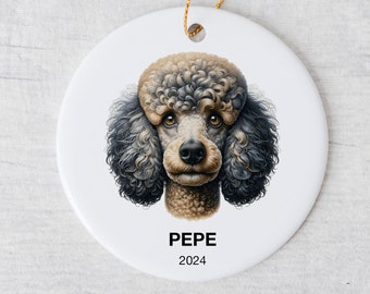 Personalize Poodle Christmas Ornament with Custom Name and Date, Memorial Keepsake Ornament, Quality Ceramic, Gift for Poodle Owner