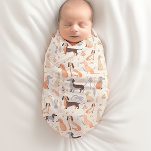 Dachshund Baby Blanket Receiving Swaddle for Boy or Girl