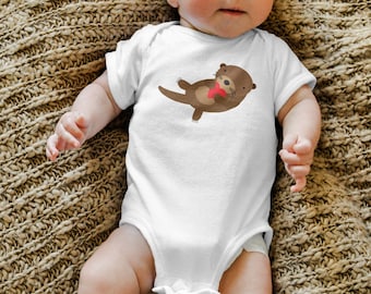 Otter Baby Clothes for Boy or Girl, Sea Animal Newborn Romper, New Mom Shower Gift