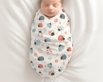 Ladybug Baby Swaddle Blanket, Perfect for Newborns and Babies, Gender Neutral Design, Baby Shower Gift, Coming Home Accessory, Baby Bedding