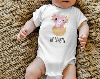 Dragon Baby Girl Clothes Bodysuit, Sizes Newborn to 24 Months, Coming Home Outfit, Baby Shower Gift, Baby Announcement, Long or Short Sleeve