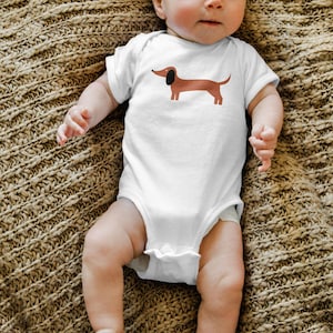 Dachshund Baby Bodysuit Romper for Baby Boy or Baby Girl, Coming Home Outfit, Baby Shower Gift, Gender Neutral, Baby Announcement