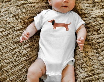 Dachshund Baby Bodysuit Romper for Baby Boy or Baby Girl, Coming Home Outfit, Baby Shower Gift, Gender Neutral, Baby Announcement