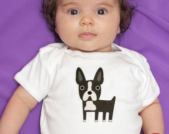 Boston Terrier Baby Clothes Bodysuit Romper for Baby Boy or Girl, Newborn to 24 Months, Coming Home Outfit, Baby Shower Gift, Baby Reveal