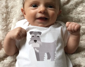 Schnauzer Baby Clothes Bodysuit Romper for Baby Boy or Girl, Sizes Newborn to 24 Months, Unisex, Coming Home Outfit, Baby Shower Gift