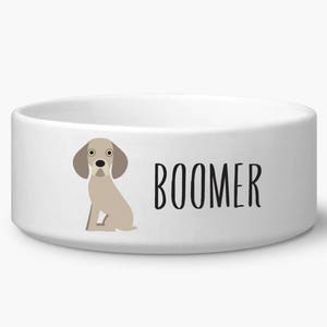 Weimaraner personalized dog bowl, custom name, custom wording, Weimaraner dog gift