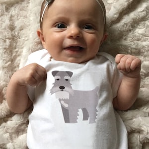 Schnauzer Baby Clothes Bodysuit Romper for Baby Boy or Girl, Sizes Newborn to 24 Months, Unisex, Coming Home Outfit, Baby Shower Gift