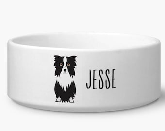 Border Collie Bowl, Personalized with Dog's Name, Food or Water, White Ceramic, Border Collie Owner Gift, Kitchen Accessory