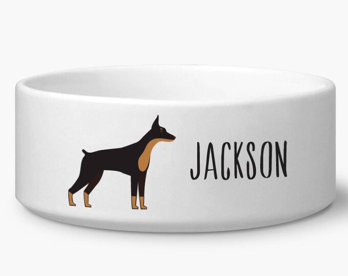 Personalized Dog Bowl Doberman Custom Dog Food Bowl Etsy