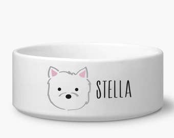 Personalized Westie Dog Bowl with Custom Name - Ceramic, Food or Water - Microwave and Dishwasher Safe - Perfect Westie Gift