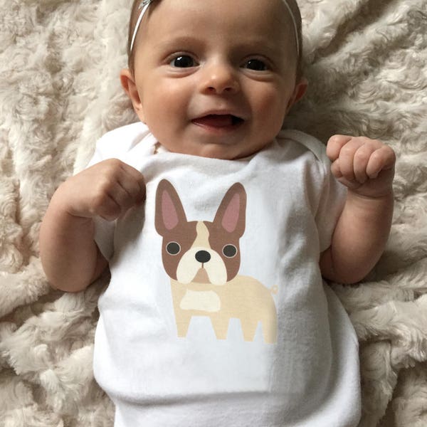 French Bulldog Baby Clothes Bodysuit Romper for Baby Boy or Baby Girl, Coming Home Outfit, Baby Shower Gift, Gender Neutral Baby Gift