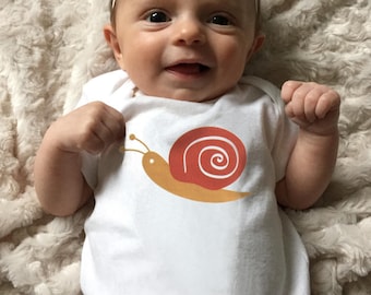 Snail Baby Bodysuit Romper, Perfect for Baby Boy or Girl, Available Sizes Newborn- 24 Months, Perfect Coming Home Outfit or Baby Shower Gift