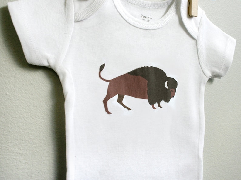 Buffalo Cotton Baby Bodysuit for Boy or Girl, Sizes Newborn to 24 Months