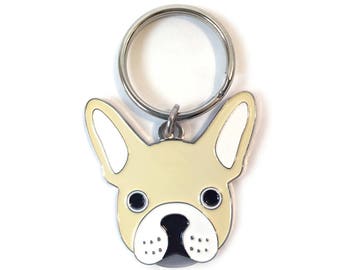 French Bulldog Enamel Key Chain for Home or Car, Unisex Gift, French Bulldog Present