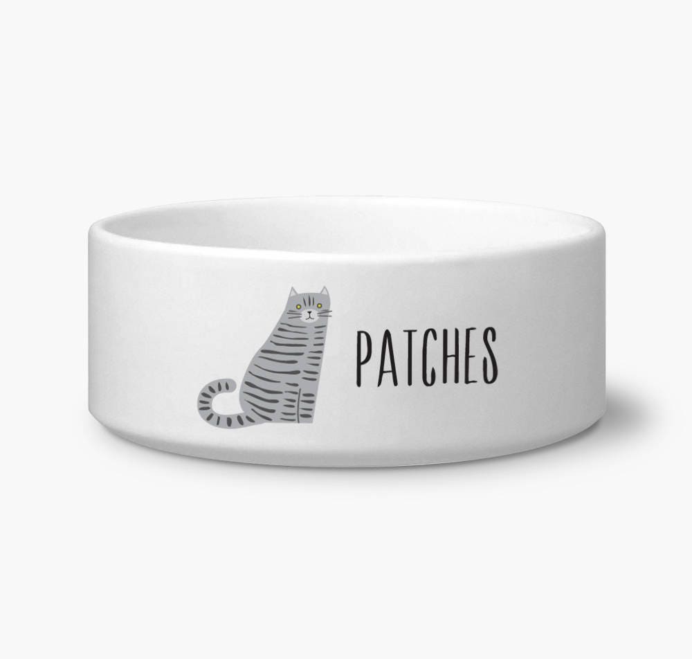 Personalized cat bowl Gray Tabby personalized cat food or Etsy