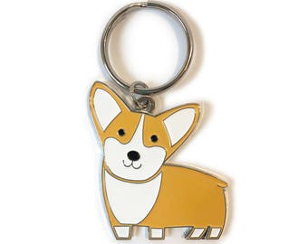 Cute Corgi Keychain with Split Ring, Silver Tone, Perfect for Home or Car Keys, Corgi Owner Gift