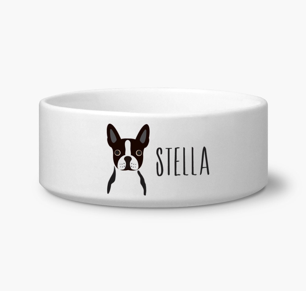 Boston Terrier Dog Bowl avec Nom Personnalisé, Micro-Ondes et Lave-Vaisselle Sûr, Parfait Pour La No