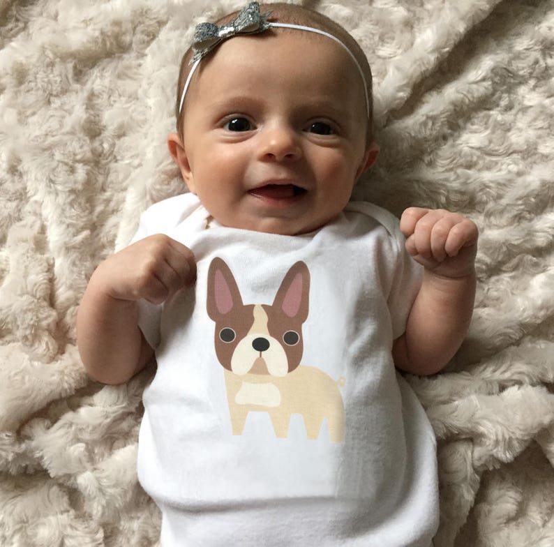 French Bulldog Baby Clothes Bodysuit Romper for Baby Boy or Baby Girl, Coming Home Outfit, Baby Shower Gift, Gender Neutral Baby Gift imagem 1