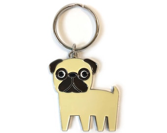Pug Keychain for Home, Purse or Car, Key Fob, Birthday, Christmas Present, Unisex Gift