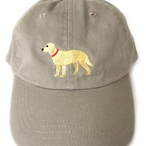 Golden Retriever baseball cap, embroidered Golden Retriever ball cap low profile curved bill Khaki