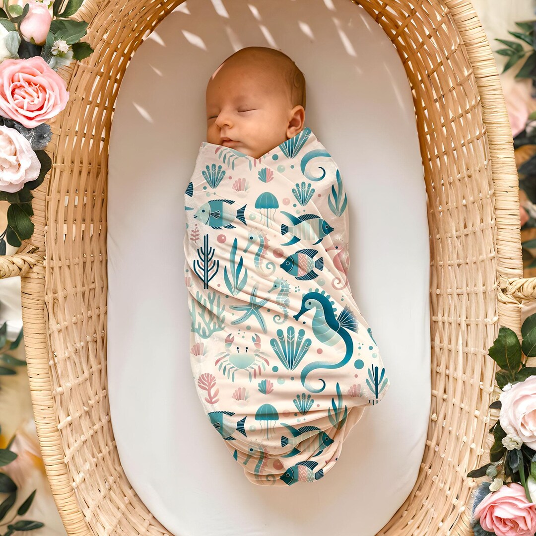Under the Sea Baby Blanket for Boy or Girl, Soft Pastel Newborn ...