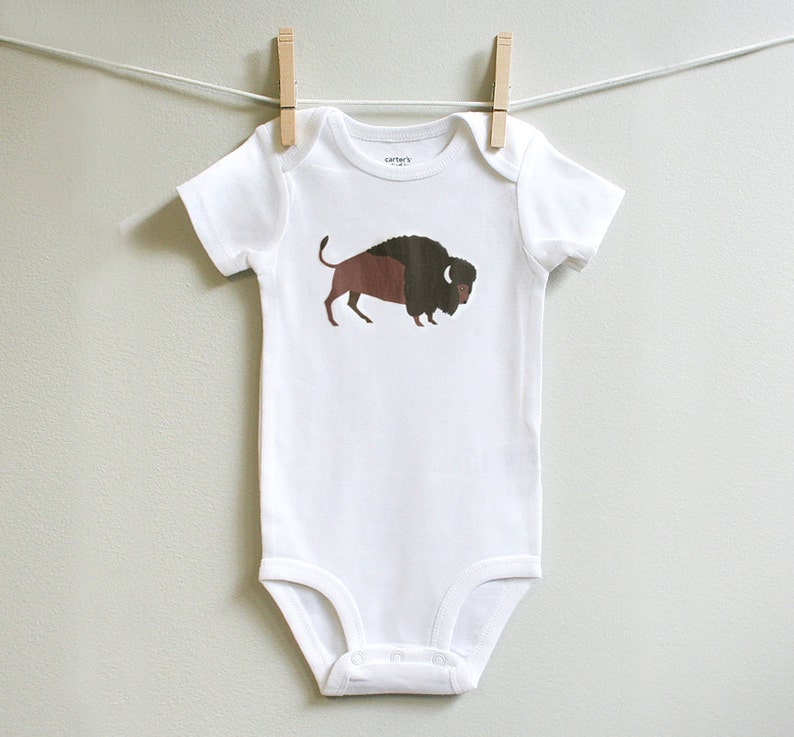 Buffalo Cotton Baby Bodysuit for Boy or Girl, Sizes Newborn to 24 Months