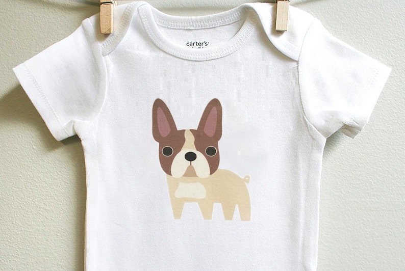 French Bulldog Baby Clothes Bodysuit Romper for Baby Boy or Baby Girl, Coming Home Outfit, Baby Shower Gift, Gender Neutral Baby Gift imagem 2