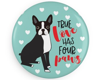 Boston Terrier Magnet, Round Refrigerator Accessory, Kitchen Decor, Dog Owner Gift