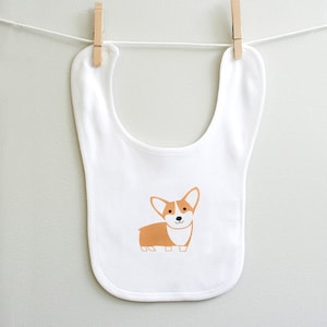 Corgi Burp Bib - Perfect for Baby Boys or Girls - Cotton Fabric - Newborn to Toddler - Gender Neutral Baby Shower Gift