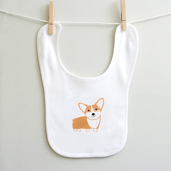 Corgi Burp Bib - Perfect for Baby Boys or Girls - Cotton Fabric - Newborn to Toddler - Gender Neutral Baby Shower Gift