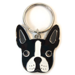 Boston Terrier Key Chain for Home or Car, 1" Split Ring, Silver Tone, Key Fob, Mother's Day Gift, Birthday Present, Anniversary, Holiday