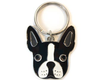 Boston Terrier Key Chain for Home or Car, 1" Split Ring, Silver Tone, Key Fob, Mother's Day Gift, Birthday Present, Anniversary, Holiday