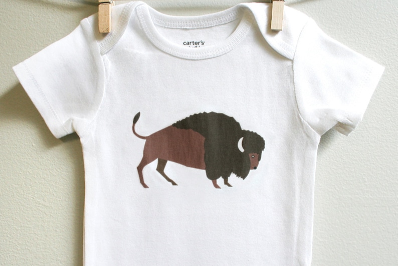 Buffalo Cotton Baby Bodysuit for Boy or Girl, Sizes Newborn to 24 Months