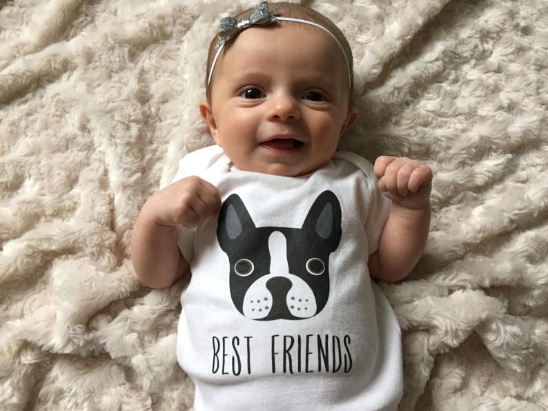 I Love Boston Cute Dog Short Sleeve Tshirts Baby Girls