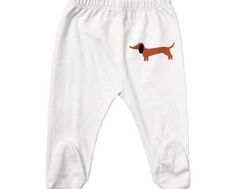 Dachshund Baby Pants with Feet for Baby Boys and Baby Girls, Small, Medium, and Large Sizes, Baby Shower Gift, Coming Home Outfit, Unisex