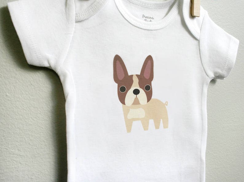 French Bulldog Baby Clothes Bodysuit Romper for Baby Boy or Baby Girl, Coming Home Outfit, Baby Shower Gift, Gender Neutral Baby Gift image 3