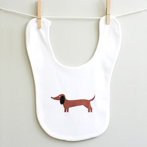 Dachshund Baby Bib for Baby Boy or Baby Girl, Cotton, Gender Neutral, Coming Home Present, Baby Shower Gift, Newborn, Toddler