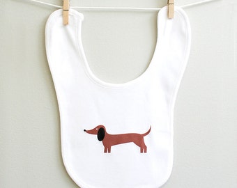 Dachshund Baby Bib for Baby Boy or Baby Girl, Cotton, Gender Neutral, Coming Home Present, Baby Shower Gift, Newborn, Toddler